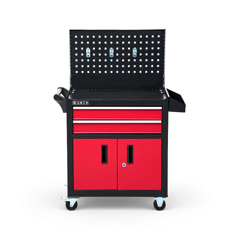 Robuster Werkzeugwagen mit 2 Schubladen und Stecktafel